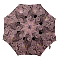 Fractal Tender Rose Cream Hook Handle Umbrellas (small) by Pakrebo