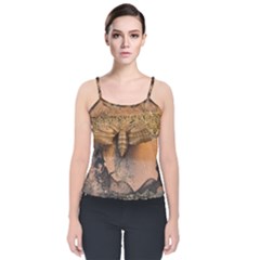 Night Moth Velvet Spaghetti Strap Top by Riverwoman