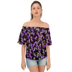 Spring Purple Flora   Off Shoulder Short Sleeve Top by 1dsign