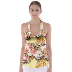 A Touch Of Vintage, Floral Design Babydoll Tankini Top by FantasyWorld7