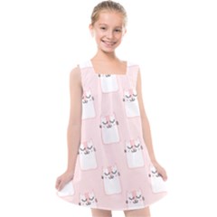 Pattern Pink Cute Sweet Fur Cats Kids  Cross Back Dress by Pakrebo