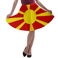 Macedonia Country Europe Flag A-line Skater Skirt by Sapixe