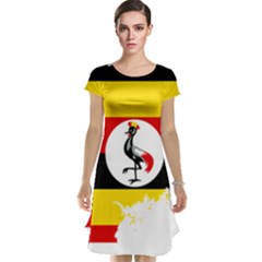 Uganda Flag Map Geography Outline Cap Sleeve Nightdress by Sapixe