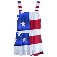 America Usa United States Flag Kids  Layered Skirt Swimsuit by Sapixe