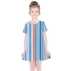 Blue And Coral Stripe 1 Kids  Simple Cotton Dress by dressshop