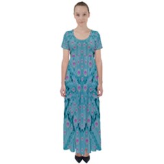 Lotus  Bloom Lagoon Of Soft Warm Clear Peaceful Water High Waist Short Sleeve Maxi Dress by pepitasart