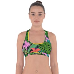 Tropical Adventure Cross Back Hipster Bikini Top  by retrotoomoderndesigns