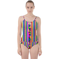 Rainbow Geometric Spectrum Cut Out Top Tankini Set by Mariart