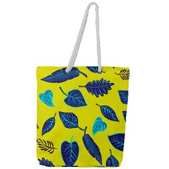 Leaves On A Yellow Background                              Full Print Rope Handle Tote (large) by LalyLauraFLM