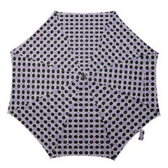 Black Flower  On Purple White Pattern Hook Handle Umbrellas (small) by BrightVibesDesign