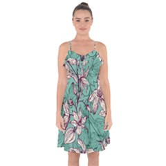 Vintage Floral Pattern Ruffle Detail Chiffon Dress by Sobalvarro