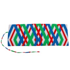 Geometric Line Rainbow Roll Up Canvas Pencil Holder (s) by HermanTelo