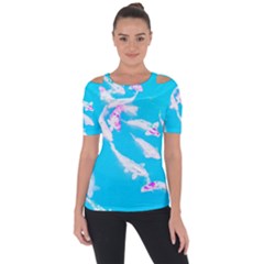 Koi Carp Scape Shoulder Cut Out Short Sleeve Top by essentialimage