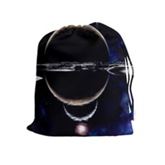 Planet Sky Lake Landscape Sun Drawstring Pouch (xl) by Simbadda
