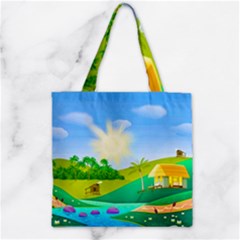 Tropical Resort Huts Lake River Zipper Grocery Tote Bag by Simbadda