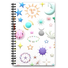 Shapes Stars Moon Sun Pattern 5 5  X 8 5  Notebook by Simbadda