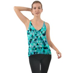 Teal Triangles Pattern Chiffon Cami by LoolyElzayat