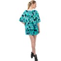 Teal Triangles Pattern Oversized Chiffon Top View2