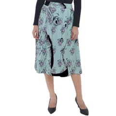 Wide Eyed Girl Classic Velour Midi Skirt  by snowwhitegirl