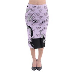 Wide Eyed Girl Lilac Midi Pencil Skirt by snowwhitegirl