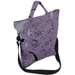 Wide Eyed Girl Grey Lilac Fold Over Handle Tote Bag by snowwhitegirl