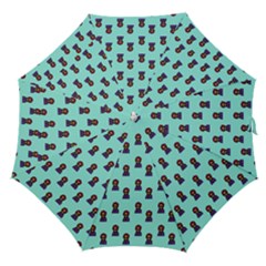 Nerdy 60s  Girl Pattern Aqua Straight Umbrellas by snowwhitegirl