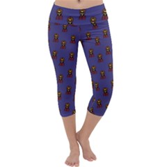 Nerdy 60s  Girl Pattern Dark Purple Capri Yoga Leggings by snowwhitegirl