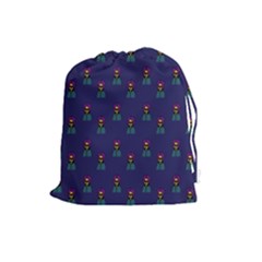 Nerdy 60s  Girl Pattern Blue Drawstring Pouch (large) by snowwhitegirl