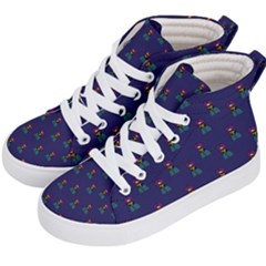 Nerdy 60s  Girl Pattern Blue Kids  Hi-top Skate Sneakers by snowwhitegirl