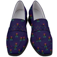 Nerdy 60s  Girl Pattern Blue Women s Chunky Heel Loafers by snowwhitegirl