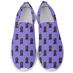 Nerdy 60s  Girl Pattern Purple Men s Slip On Sneakers by snowwhitegirl