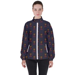 Nerdy 60s  Girl Pattern Grey Women s High Neck Windbreaker by snowwhitegirl