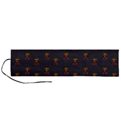 Nerdy 60s  Girl Pattern Grey Roll Up Canvas Pencil Holder (l) by snowwhitegirl