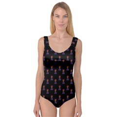Nerdy 60s  Girl Pattern Black Princess Tank Leotard  by snowwhitegirl
