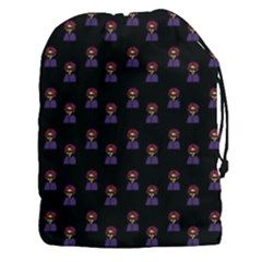 Nerdy 60s  Girl Pattern Black Drawstring Pouch (xxxl) by snowwhitegirl