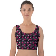 Cherries An Bats Black Velvet Crop Top by snowwhitegirl