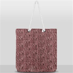 Knitted Wool Rose Full Print Rope Handle Tote (large) by snowwhitegirl