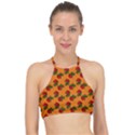 Red Roses Orange Racer Front Bikini Top View1