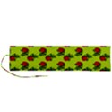 Red Roses Lime Green Roll Up Canvas Pencil Holder (L) View1