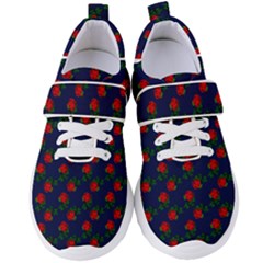 Red Roses Dark Blue Women s Velcro Strap Shoes by snowwhitegirl