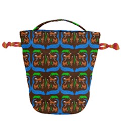 Foxes Pattern Drawstring Bucket Bag by bloomingvinedesign