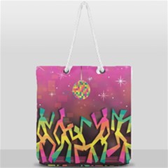 Dancing Colorful Disco Full Print Rope Handle Tote (large) by Bajindul