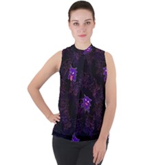 Haunter Mock Neck Chiffon Sleeveless Top by Mezalola