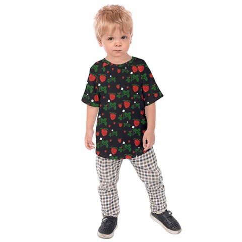 Strawberries Pattern Kids  Raglan Tee by bloomingvinedesign