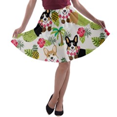 Corgis Pattern A-line Skater Skirt by Sudhe