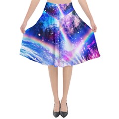 Crystal Wave Pattern Design Flared Midi Skirt by Sudhe