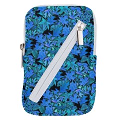 Fall Leaves Blue Belt Pouch Bag (large) by bloomingvinedesign