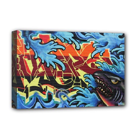 Graffiti Colourful Street Art Art Deluxe Canvas 18  X 12  (stretched) by Simbadda