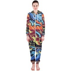 Graffiti Colourful Street Art Art Hooded Jumpsuit (ladies)  by Simbadda