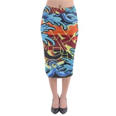 Graffiti Colourful Street Art Art Midi Pencil Skirt by Simbadda